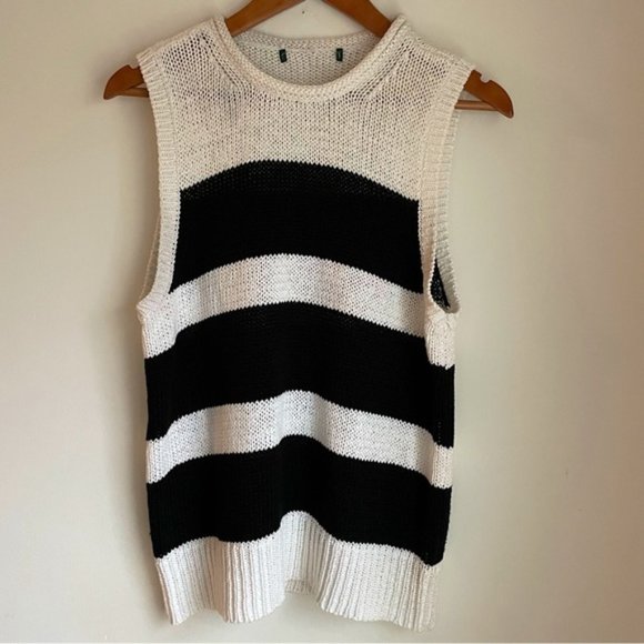 Lauren Ralph Lauren Knitted Mockneck Black and White Striped Tank Top si… - Picture 1 of 10